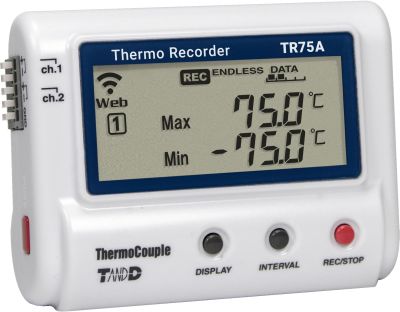 Datalogger teploty, 2x termočlánek, WiFi,USB,BT - TR75A